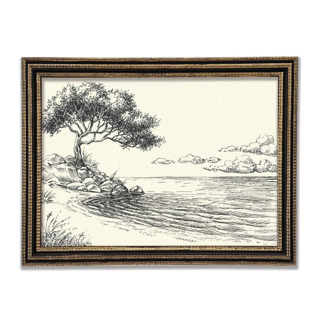 The Tree By The Lake Framed Print Rosalind Wheeler Size: 84.1cm H x 118.9cm W x 3cm D on Productcaster.