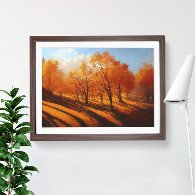 Autumn Forest Painting Vol.5 - Picture Frame Graphic Art Marlow Home Co. Size: 34cm H x 46cm W, Frame Colour: Brown on Productcaster.