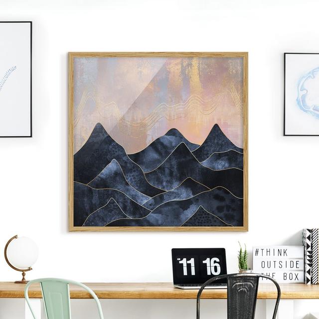 Golden Dawn over Mountains - Picture Frame Graphic Art Alpen Home Size: 70cm H x 70cm W x 2cm D, Matte Colour: No Matte, Format: Brown Framed on Productcaster.