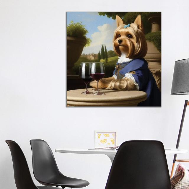 Yorkshire Terrier With Wine By Rococo by Nobility Dogs - Gallery-Wrapped Canvas Giclée on Canvas Astoria Grand Size: 93.98cm H x 93.98cm W x 3.81cm D, on Productcaster.