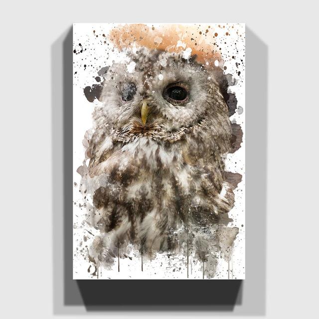 'Tawny Owl' Graphic Art Print Alpen Home Size: 50cm H x 35cm W, Format: Wrapped Canvas on Productcaster.