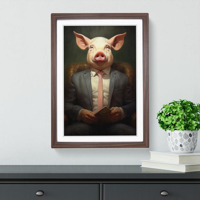 Pig Dadaism Happy Larry Size: 46" H x 34" W x 2" D, Format: Walnut on Productcaster.