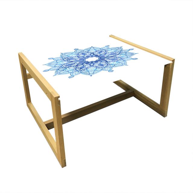 Blue Mandala Coffee Table, Pointy Petals Ornament Ethnic Floral On Plain Background, Acrylic Glass Center Table With Wooden Frame For Offices Dorms Az on Productcaster.