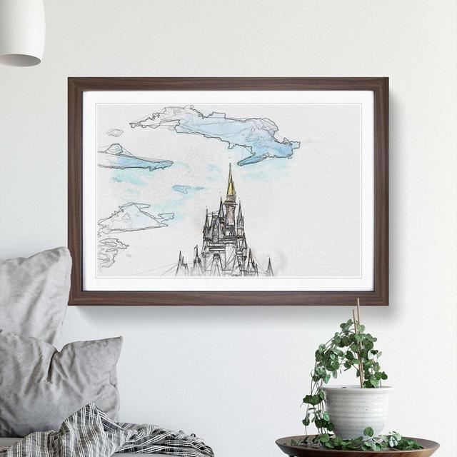 Magic Kingdom Castle in Abstract - Picture Frame Graphic Art Print East Urban Home Frame Option: Walnut, Size: 35cm H x 50cm W x 2cm D on Productcaster.