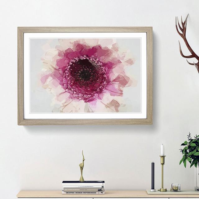 Heart of a Pink Gerbera in Abstract - Picture Frame Graphic Art Print East Urban Home Frame Option: Oak Framed, Size: 62cm H x 87cm W x 2cm D on Productcaster.