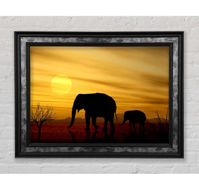 Elephant Safari Desert - Single Picture Frame Art Prints Bright Star Size: 42cm H x 59.7cm W x 8cm D on Productcaster.