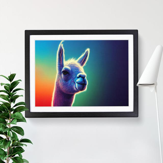 Llama In Colour Vol.1 - Single Picture Frame Print Natur Pur Frame Colour: Black, Size: 34cm H x 46cm W on Productcaster.