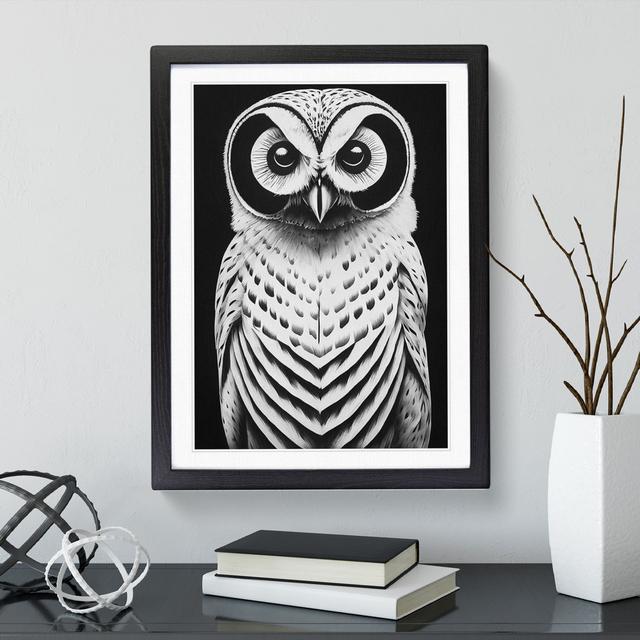 Monochrome Owl - Single Picture Frame Print Alpen Home Size: 34cm H x 25cm W x 2cm D, Frame Colour: Black on Productcaster.