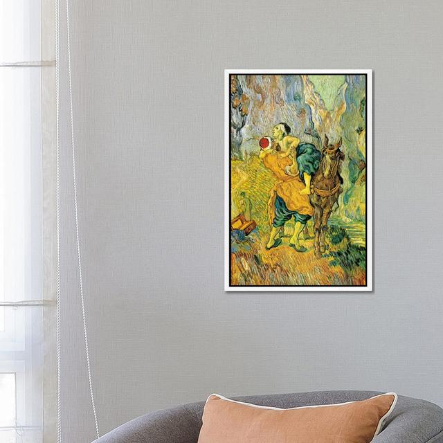 The Good Samaritan by Vincent Van Gogh - Painting on Canvas World Menagerie Size: 66cm H x 46cm W x 4cm D, Frame Option: White Framed on Productcaster.