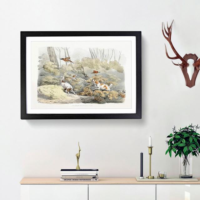 Dogs Chasing Pheasants by Henry Alken - Picture Frame Painting Print on MDF East Urban Home Frame Option: Black Framed, Size: 48cm H x 65cm W x 2cm D on Productcaster.