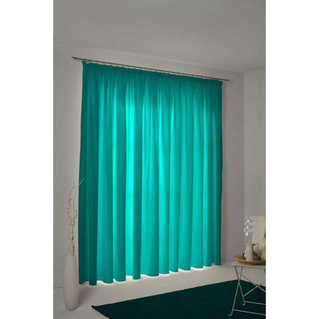 Uni Collection 100% Cotton Room Darkening Pinch Pleat Curtain Panel Adam Panel size: 142cm wide x 375cm high, Curtain colour: Petrol on Productcaster.