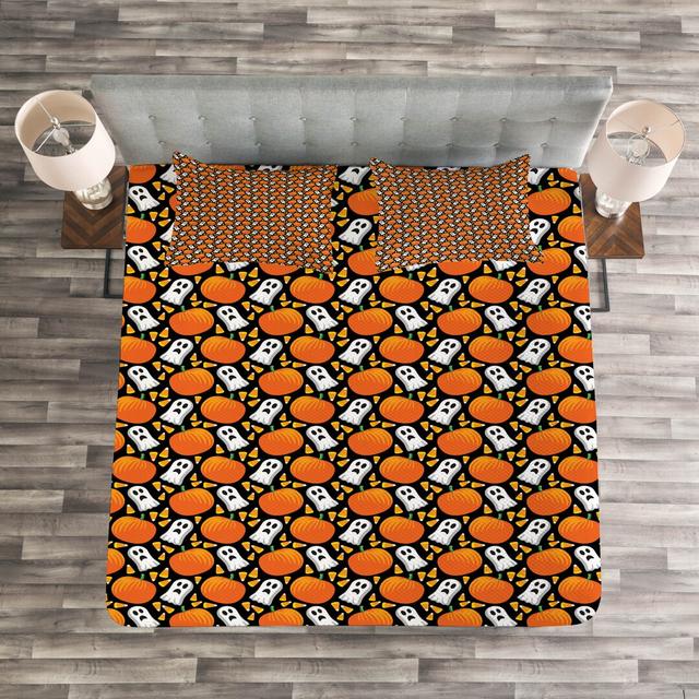 Abitha Black Orange Bedspread Set East Urban Home Size: 220 x 264 cm Bedspread - 2 Shams on Productcaster.