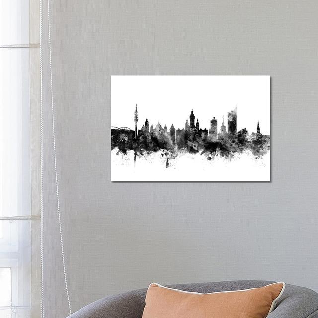 Leipzig, Germany in Black and White by Michael Tompsett - Wrapped Canvas Art Prints Latitude Run Size: 45.72cm H x 66.04cm W x 3.81cm D on Productcaster.