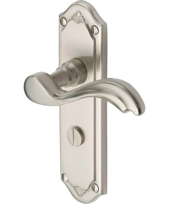 Heritage Door Handle for Bathroom Lisboa Design (Set of 2) Heritage Brass Finish: Satin Chrome on Productcaster.