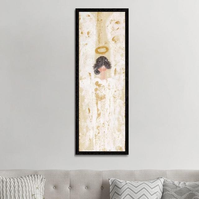 Crème Gold Angel-Canvas Happy Larry Size: 152.4cm H x 50.8cm W x 3.81cm D, Format: Black Framed on Productcaster.