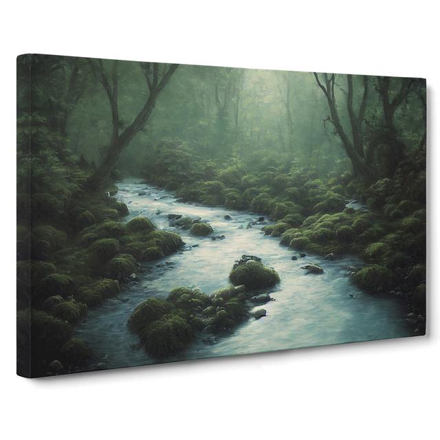 Amazing Forest Stream - Wrapped Canvas Graphic Art Alpen Home Size: 35cm H x 50cm W x 3cm D on Productcaster.