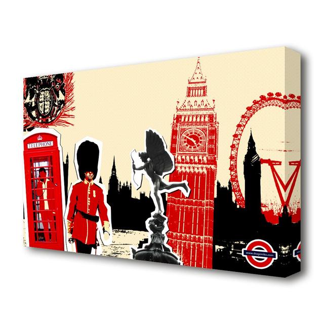 London Collage - Wrapped Canvas Graphic Art Print East Urban Home Size: 50.8 cm H x 81.3 cm W on Productcaster.