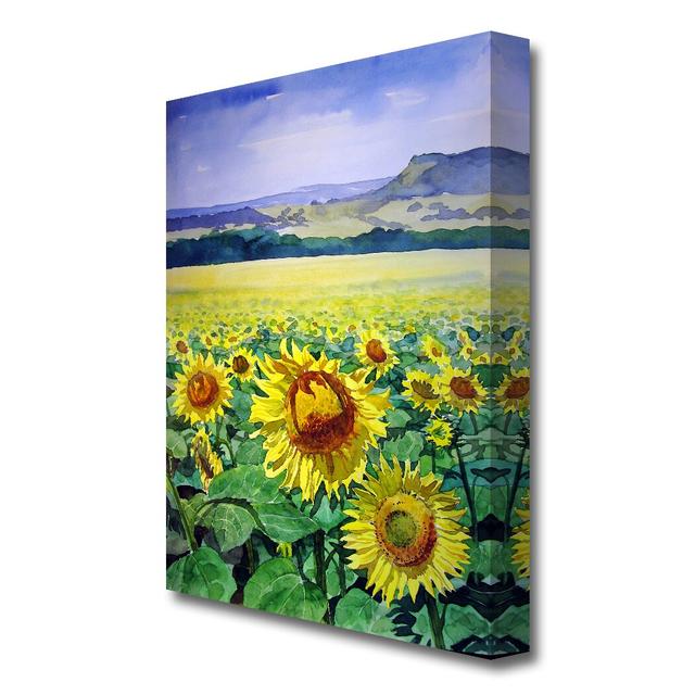 'Sunflower Field Flowers' Painting Print on Canvas East Urban Home Size: 142.2 cm H x 101.6 cm W on Productcaster.