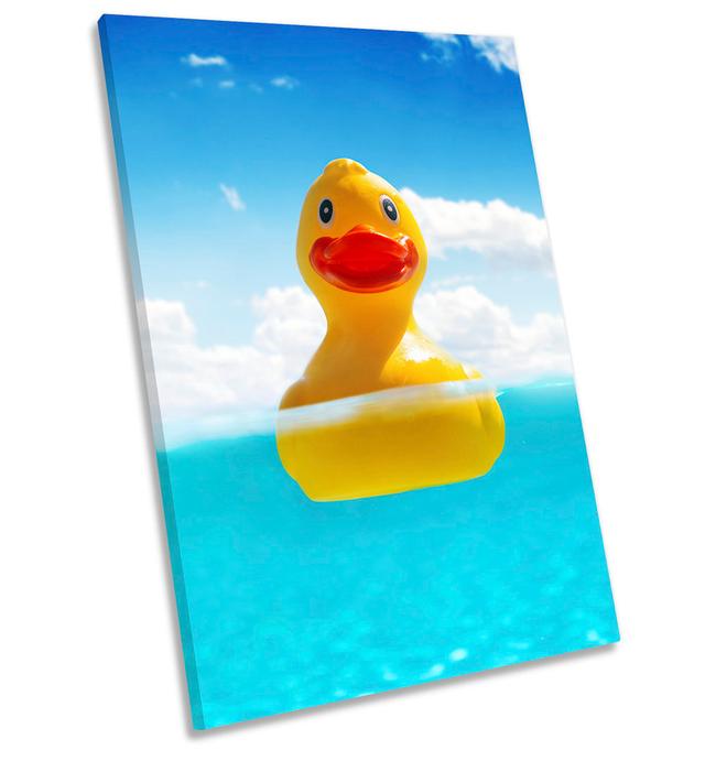 Rubber Duck Bathroom - Wrapped Canvas Print 17 Stories Size: 61cm H x 40.6cm W x 2cm D on Productcaster.