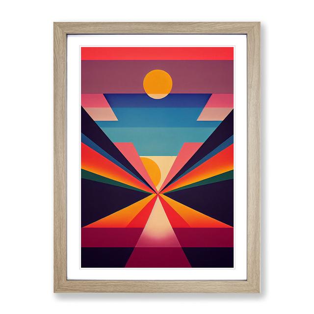 An Epic Abstract Sunset - Wrapped Canvas Graphic Art George Oliver Format: Oak Framed, Size: 46cm H x 34cm W x 2cm D on Productcaster.