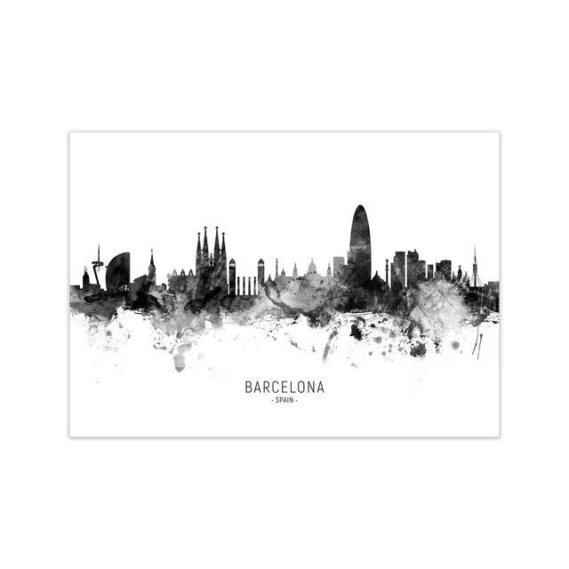 Barcelona Spain Skyline Black White City Name by Michael Tompsett - Graphic Art Print Latitude Run Format: Unframed, Size: 42cm H x 59cm W x 1cm D on Productcaster.