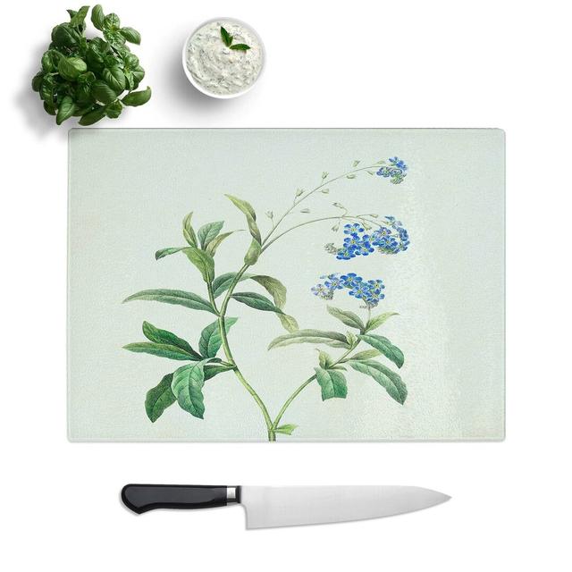 Tempered Glass Water Forget-Me-Not Flowers by Pierre-Joseph Redoute Chopping Board East Urban Home Size: 28.5 cm W x 20 cm L on Productcaster.