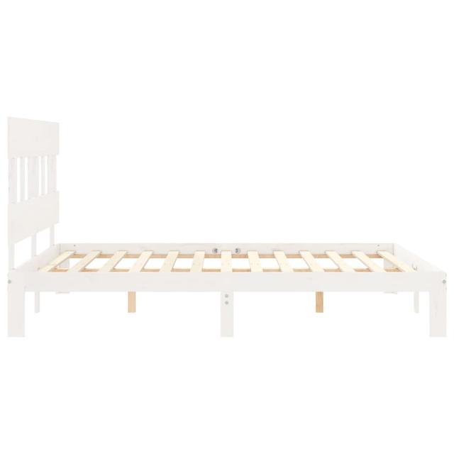 Bed Frame with Headboard Brambly Cottage Colour: White, Size: Kingsize (5') on Productcaster.