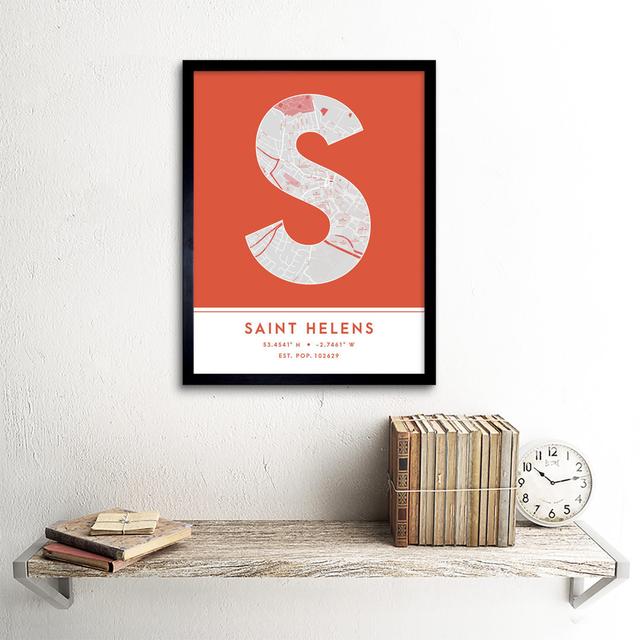 Saint Helens England United Kingdom City Map - Single Picture Frame Typography Wee Blue Coo on Productcaster.