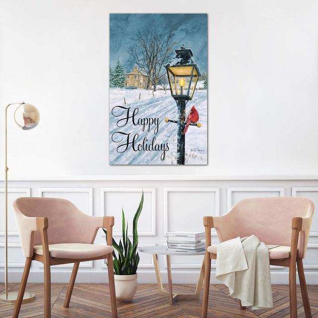 'Happy Holidays' Graphic Art Print on Canvas The Seasonal Aisle Size: 66.04cm H x 45.72cm W x 3.81cm D on Productcaster.