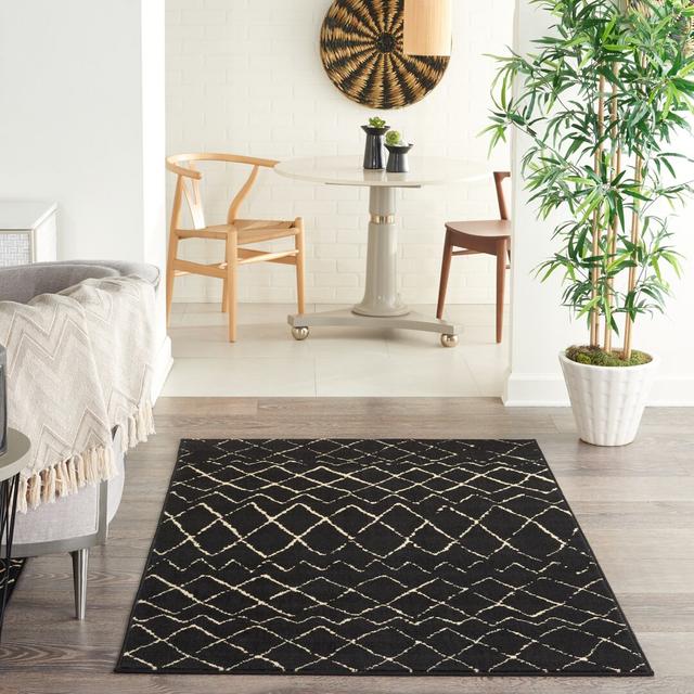 Petit Borendy Power Loom Black/Cream Rug Blue Elephant Rug Size: Rectangle 160 x 221cm on Productcaster.