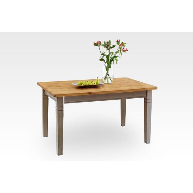 Polebridge Solid Wood Dining Table August Grove Size: 78cm H x 160cm W x 90cm D, Colour: Grey/Leach-coloured on Productcaster.