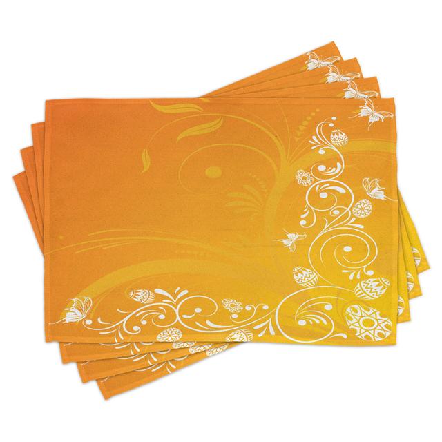 Place Mats Set of 4, Easter Themed Ornate, Orange Yellow White (Set of 4) East Urban Home on Productcaster.