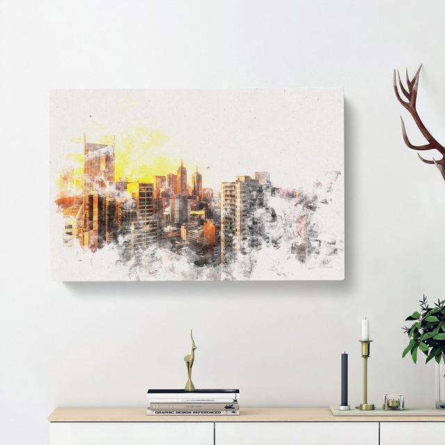 Melbourne Australia Skyline Abstract - Wrapped Canvas Graphic Art Print East Urban Home Size: 35cm H x 50cm W x 3cm D on Productcaster.