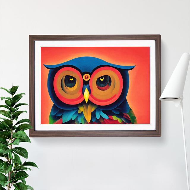 Owl Retro Vol.3 Abstract - Single Picture Frame Print 17 Stories Size: 34cm H x 46cm W x 2cm D, Frame Colour: Walnut on Productcaster.