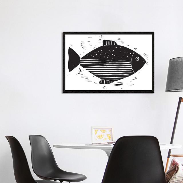 Fish With Lines And Dots von Statement Goods - Galerie-Giclée Beachcrest Home Größe: 66,04 cm H x 101,6 cm B, Format: Schattenfugenrahmen in Schwarz on Productcaster.