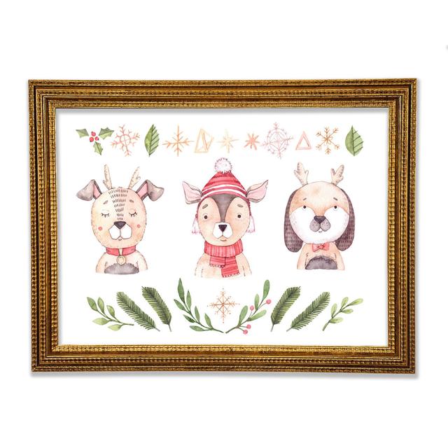 Three Woodlands Animals At Christmas - Single Picture Frame Art Prints The Seasonal Aisle Size: 29.1cm H x 42cm W x 3cm D on Productcaster.