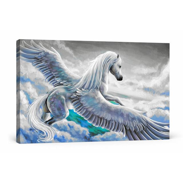 Leinwandbild Pegasus fliegt über den Wolken East Urban Home Größe: 40 cm H x 60 cm B on Productcaster.