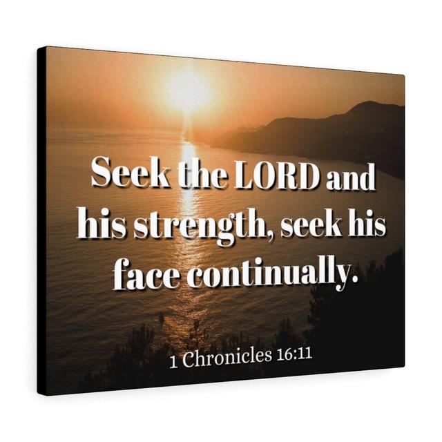 Seek the Lord Continually 1 Chronicles 16:11 - Wrapped Canvas Typography Blue Elephant on Productcaster.