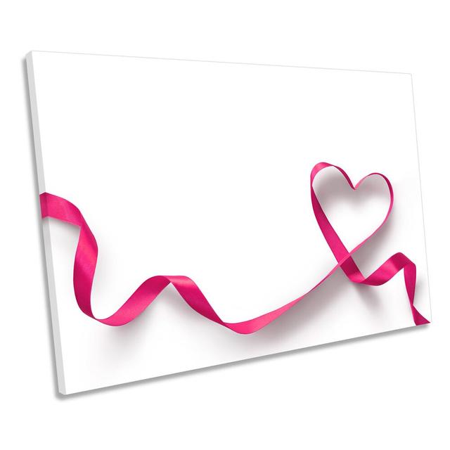 Love Heart Ribbon - Wrapped Canvas Print Ebern Designs Size: 30.5cm H x 45.7cm W x 2cm D on Productcaster.