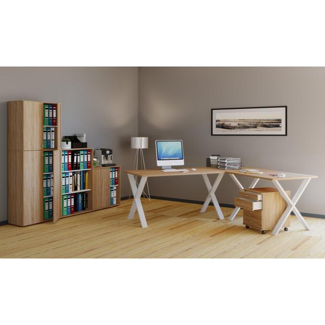 Brambly Cottage "Lona" corner desk, with X-shaped feet Brambly Cottage Size: 76cm H x 130cm W x 50cm D, Colour: Brown/White on Productcaster.