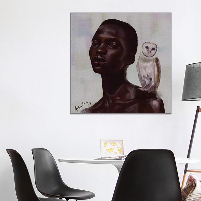 Barn Owl by Adekunle Adeleke - Wrapped Canvas Gallery-Wrapped Canvas Giclée Rosalind Wheeler Size: 93.98cm H x 93.98cm W x 3.81cm D on Productcaster.