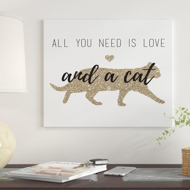 Tabby Silhouette Glitter by Oliver Gal - Typography Print East Urban Home Size: 43cm H x 51cm W x 4cm D, Format: Wrapped Canvas on Productcaster.