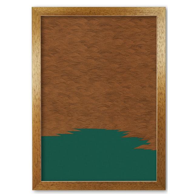 'Copper & Green Landscape' Graphic Art East Urban Home Size: 60 cm H x 42 cm W x 5 cm D, Format: Honey Oak Frame on Productcaster.