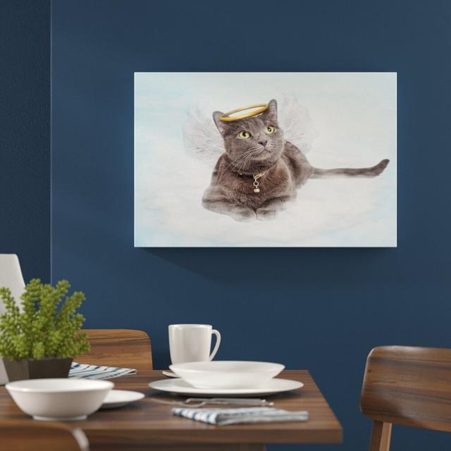 Leinwandbild Katzen-Engel auf einer Wolke im Himmel East Urban Home Größe: 60 cm H x 80 cm B on Productcaster.