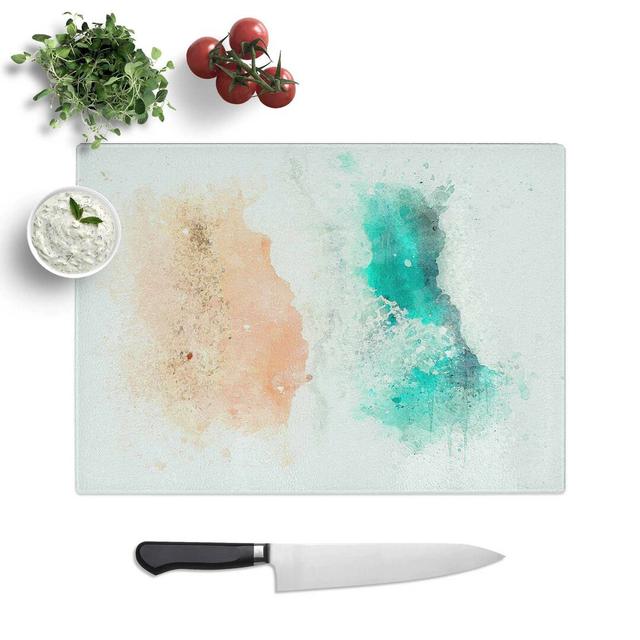 Tempered Glass Ocean upon a Californian Beach Chopping Board East Urban Home Size: 39 cm W x 28.5 cm L on Productcaster.