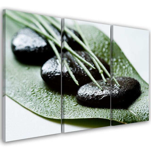 Leinwandbild Natura Zen Leaf Stones Sansibar Home Größe: 60 cm H x 120 cm B on Productcaster.