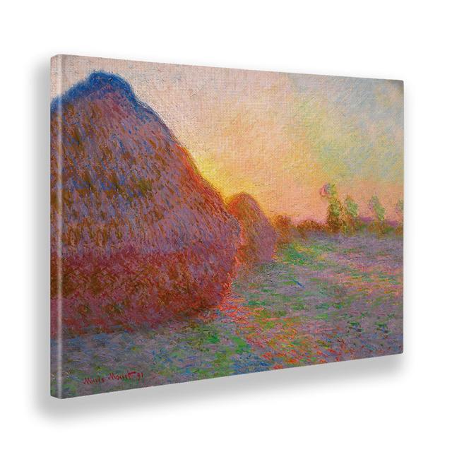 Wandbild Landschaftspanorama mit Weizengarben von Claude Monet Sommerallee Größe: 45 cm H x 65 cm B, Format: Stoff on Productcaster.