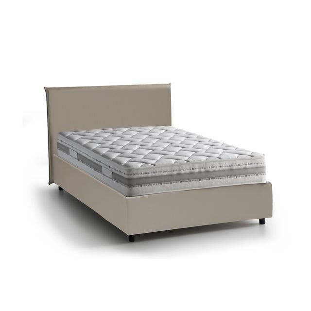 Baziliu European Double (140 x 200cm) Upholstered Bed Frame with Mattress Ebern Designs Size: 90 x 220 cm, Colour: Taupe on Productcaster.