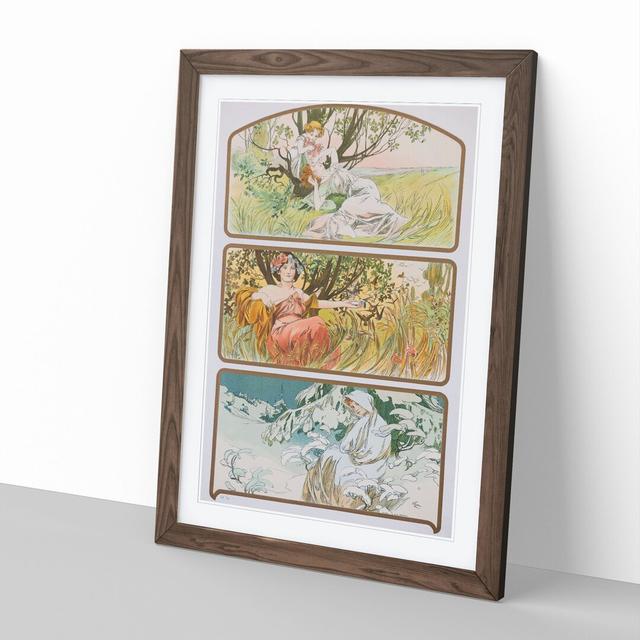 Three Seasons by Alphonse Mucha - Picture Frame Painting East Urban Home Frame Option: Walnut, Size: 65cm H x 48cm W x 2cm D on Productcaster.