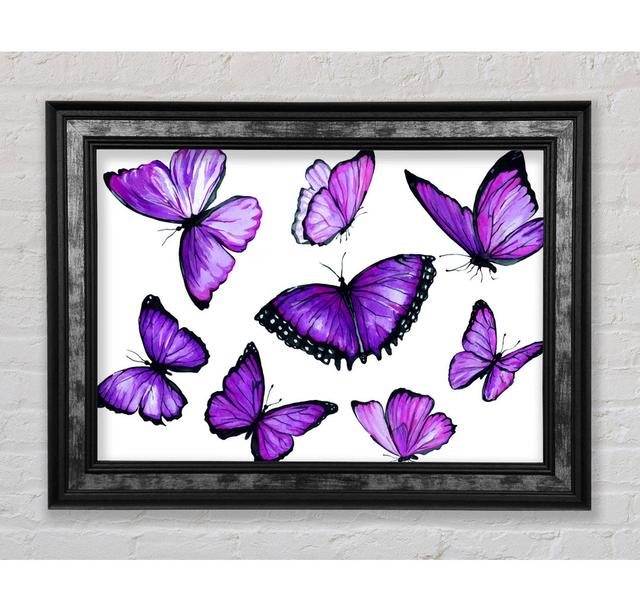 Purple Butterfly Frenzy - Single Picture Frame Art Prints Bright Star Size: 29.7cm H x 42cm W x 8cm D on Productcaster.